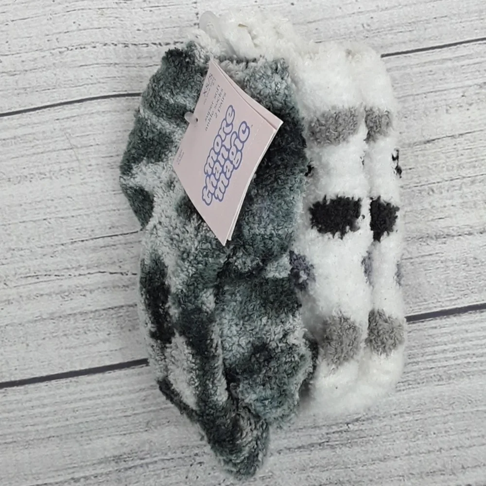 MORE THAN MAGIC Girls Cozy Socks Super Soft Ankle Socks 2 Pairs Slipper Socks XS